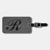 Dark Gray Stylish Monogram Gepäckanhänger (Vorderseite horizontal)