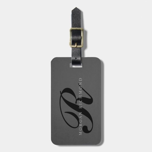 Dark Gray Stylish Monogram Gepäckanhänger (Vorderseite vertikal)