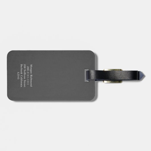 Dark Gray Stylish Monogram Gepäckanhänger (Rückseite horizontal)