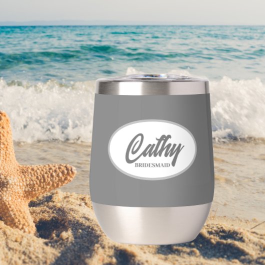 Dark Gray Stylized Name Wedding Bridesmaid