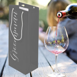 Dark Gray Stylized Script Wedding Trauzeuge Geschenktüte Für Weinflaschen