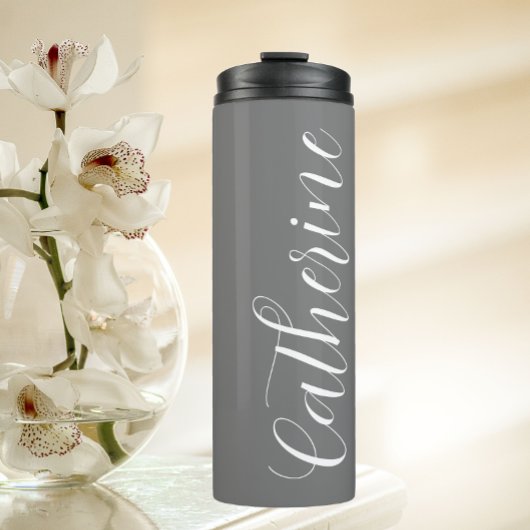 Dark Gray Stylized Wedding Bridesmaid Thermosbecher