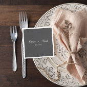 Dark Gray Wedding Cocktail Napkin Serviette