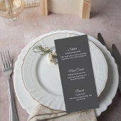 Dark Gray Wedding Menu Card Menükarte