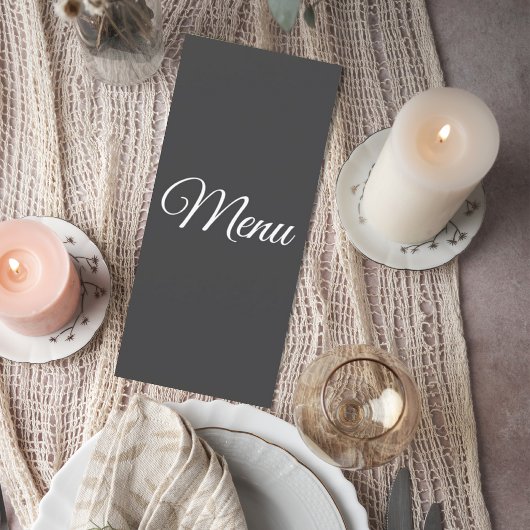 Dark Gray Wedding Menu Card Menükarte