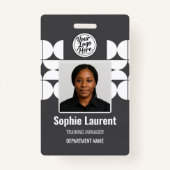 Dark Gray White Geometric Modern Company Security Ausweis (Vorderseite)