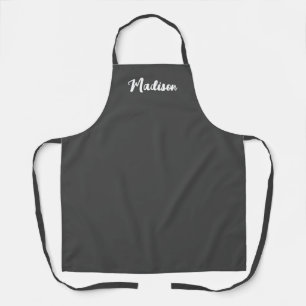 Dark Gray White Script Name Womens Cooking Schürze