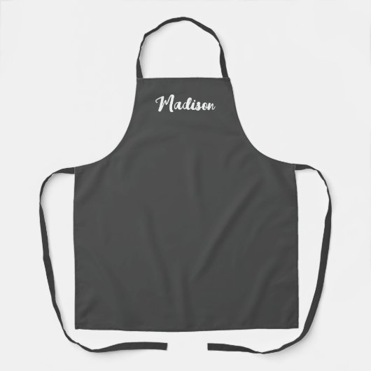 Dark Gray White Script Name Womens Cooking Schürze (Vorderseite)