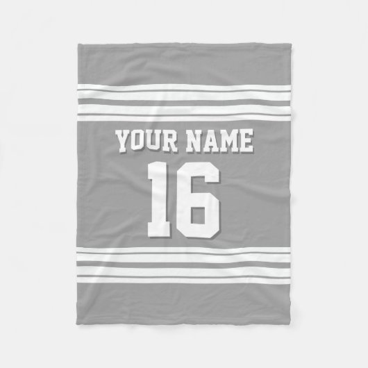 Dark Gray White Sports Jersey Fleecedecke (Vorderseite)