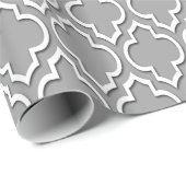 Dark Gray White XL Marokkanisches Quatrefolie #7DS Geschenkpapier (Rolleneckpunkt)