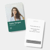 Dark Gree Modern Business ID Card | Mitarbeiter-Ab Ausweis (Vorder- & Rückseite)
