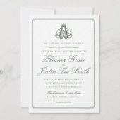 Dark Green "A" Monogram Wedding Invitation Einladung (Vorderseite)