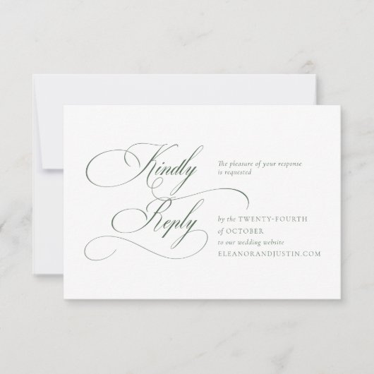 Dark Green "A" Monogram Wedding RSVP Card (Vorderseite)
