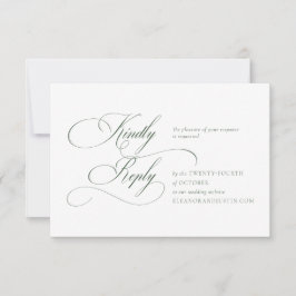 Dark Green "A" Monogram Wedding RSVP Card Karte