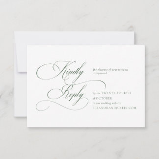 Dark Green "A" Monogram Wedding RSVP Card Karte