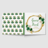 Dark Green and Gold Elegant Flowers Birthday Party Gästebuch (Voll)