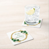 Dark Green and Gold Elegant Flowers Birthday Party Rechteckiger Pappuntersetzer (Vor Ort)