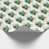 Dark Green and Gold Elegant Flowers Geschenkpapier (Ecke)