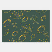 Dark Green and Gold Football Playbook Patterns Geschenkpapier Set (Vorderseite)