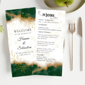Dark green and gold Wedding Menu Menükarte