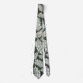 Dark Green and White Fern Design Krawatte (Vorderseite)