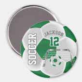 Dark Green and White Personalize Soccer Ball Magnet (Vorderseite/Rückseite)