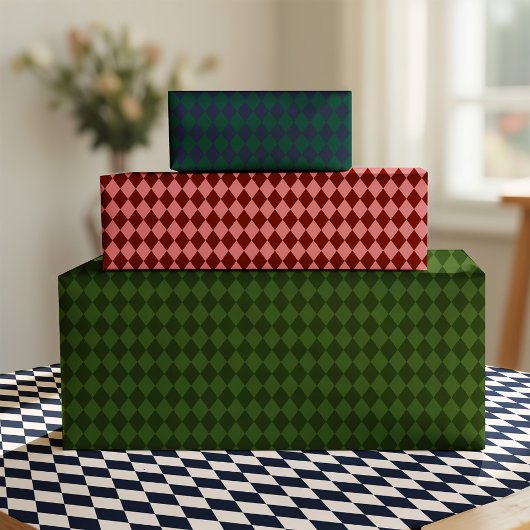 Dark Green Argyle Wrapping Paper Geschenkpapier
