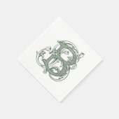 Dark Green "B" Monogram Cocktail Napkins Serviette (Ecke)