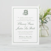 Dark Green "B" Monogram Wedding Invitation Einladung (Stehend Vorderseite)