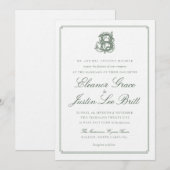 Dark Green "B" Monogram Wedding Invitation Einladung (Vorne/Hinten)