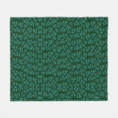  Dark Green Background with Teal Botanical Leaves Fleecedecke (Vorderseite (Horizontal))