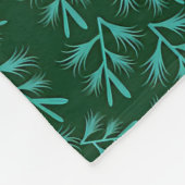  Dark Green Background with Teal Botanical Leaves Fleecedecke (Ecke)