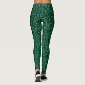  Dark Green Background with Teal Botanical Leaves Leggings (Rückseite)