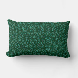  Dark Green Background with Teal Botanical Leaves Lendenkissen