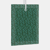  Dark Green Background with Teal Botanical Leaves Ornament Aus Glas (Vorderseite Rechts)