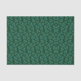  Dark Green Background with Teal Botanical Leaves Seidenpapier