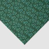  Dark Green Background with Teal Botanical Leaves Seidenpapier (Ausschnitt)