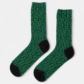  Dark Green Background with Teal Botanical Leaves Socken (Linkes Detail)