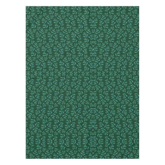  Dark Green Background with Teal Botanical Leaves Tischdecke (Vorderseite)