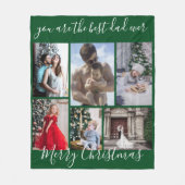 Dark Green Best Vater Ever Frohe Weihnachts-Foto Fleecedecke (Vorderseite)