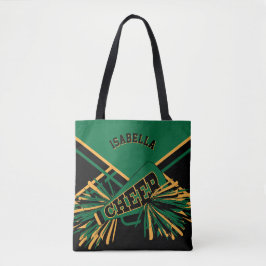 Dark Green, Black & Gold Cheerleader Design Tasche