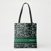 Dark Green, Black & White Volleyball personalisier Tasche (Vorderseite)
