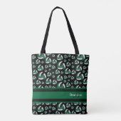 Dark Green, Black & White Volleyball personalisier Tasche (Rückseite)
