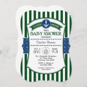 Dark Green Blue Nautical Baby Dusche Einladung (Vorne/Hinten)