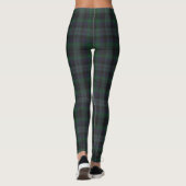 Dark Green Blue Tartan Kariert Leggings (Rückseite)