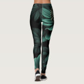 Dark Green Blume Moody Leggings (Rückseite)