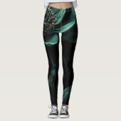 Dark Green Blume Moody Leggings (Vorderseite)