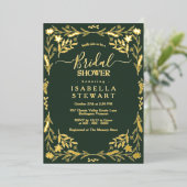 Dark Green Boho Modern Typografy Brautparty Folieneinladung (Stehend vorne)