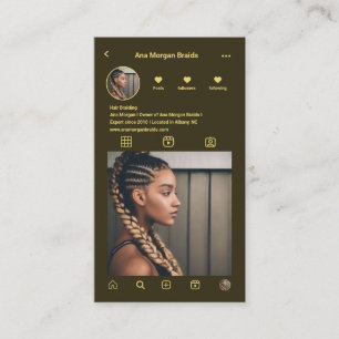 Dark Green Braids instagram Foto Grid Qr Code Visitenkarte