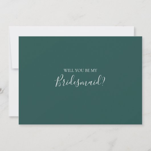 Dark Green Bridesmaid Vorschlagskarte Einladung (Vorderseite)
